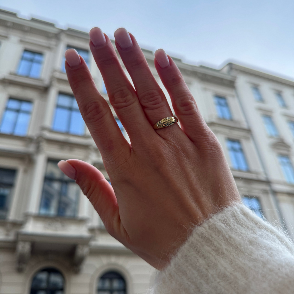 #6 - 333er GOLDRING MIT 4 DIAMANTEN - RG 56