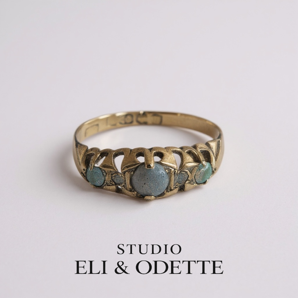 #11 - 750er GOLDRING MIT OPALEN UND DIAMANTEN - RG 55