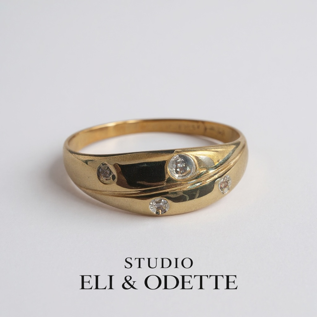 #6 - 333er GOLDRING MIT 4 DIAMANTEN - RG 56